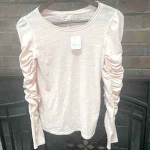 NWT Free People ruffle long sleeve top recycled 100% post-consumer waste xs